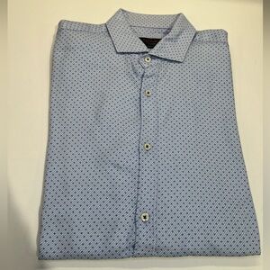 Zara Man Blue and White Slim Fit Shirt size L